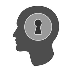 Profile men with keyhole graphic icon. Psychology sign isolated on white background. Vector illustration