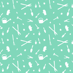 Garden tools vector pattern © Tupungato