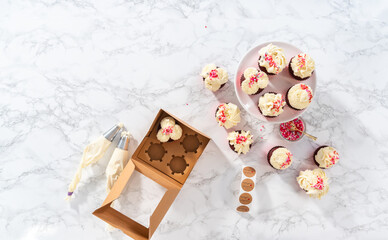 Red Velvet Cupcakes with White Chocolate Ganache Frosting