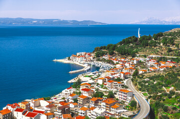 Panorama of Podgora city in Croatia, Europe - obrazy, fototapety, plakaty