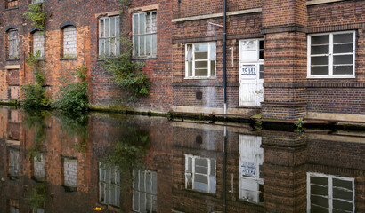 Dilapidated canalside industrial building in Birmingham