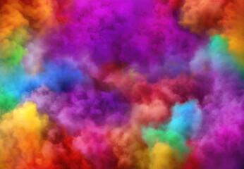 Fototapeta na wymiar Abstract clouds of colour smoke colourful texture background. Coloured fluid powder explosion, dust, vape smoke liquid abstract clouds design for poster, banner, web, landing page, cover. 3D backdrop