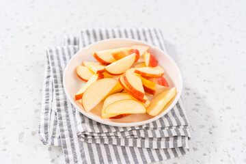 Sliced red apples