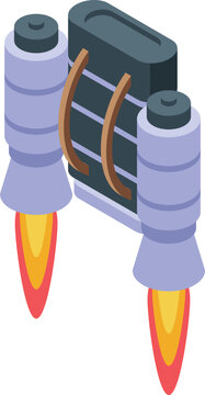 Space Jetpack Icon Isometric Vector. Fire Jet Pack. Air Model