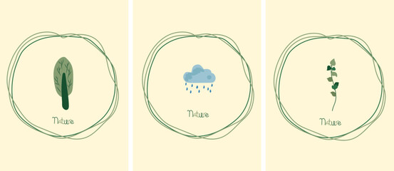 Nature as a source of energy for man. The concept of nature conservation and ecology. Minimalist illustrations suitable for social posters, cards, logos, banners. Vector illustration