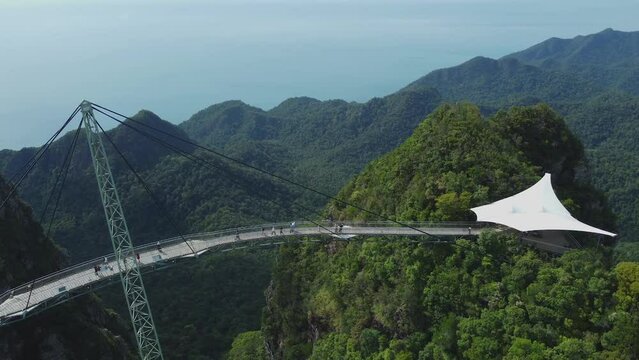 Drone shot view of Langkawi Sky Bridge on Langkawi Island, Malaysia