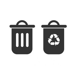 Trash bin icon. Recycling container set background vector ilustration.