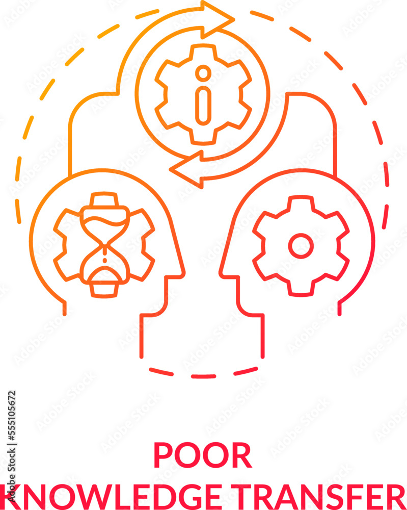 Poster poor knowledge transfer red gradient concept icon. issue with outsourcing abstract idea thin line il
