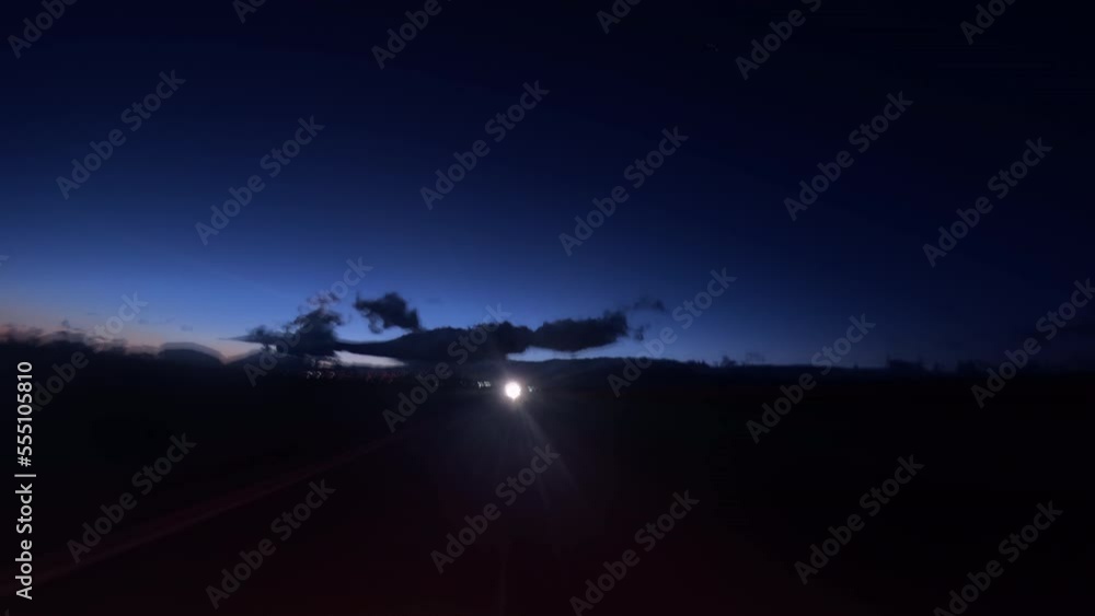 Poster abstract light trails and flashes made from long exposure time lapse from the perspective of the rea