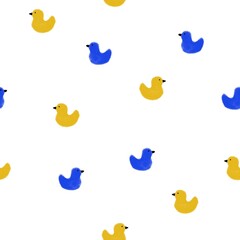 blue and yellow ducks kids pattern
