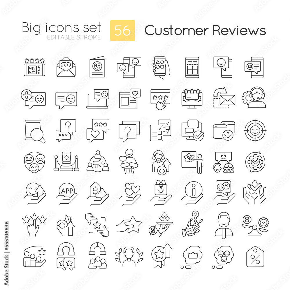Aufkleber positive client ratings and reviews linear icons set. customer service. communication. customizable 