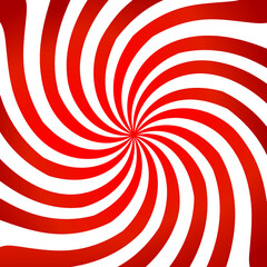 Vector red and white spiral sunburst on isolated background