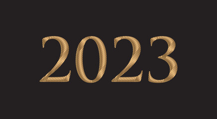 Vector golden 2023 numbers on black background.