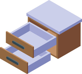 Bedroom drawer icon isometric vector. Furniture manufacture. Wood work