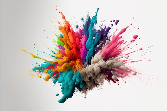 color explosion on white background created with generative ai technology