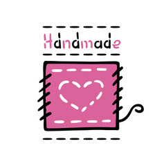 Pink Patch Icon. Pink, black and white logo. Hand drawn icons collection. Vector illustration on white background.