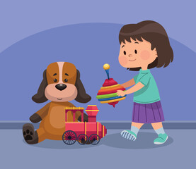 little girl playing with toys