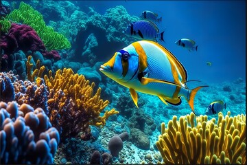 Fototapeta na wymiar Beautiful tropical life in the coral reef, background
