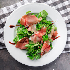 salad jamon aged meat ham fresh healthy meal food snack on the table copy space food background rustic top view