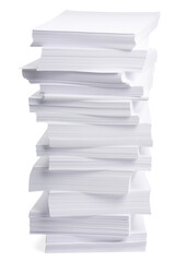 Stack of paper sheets on white background