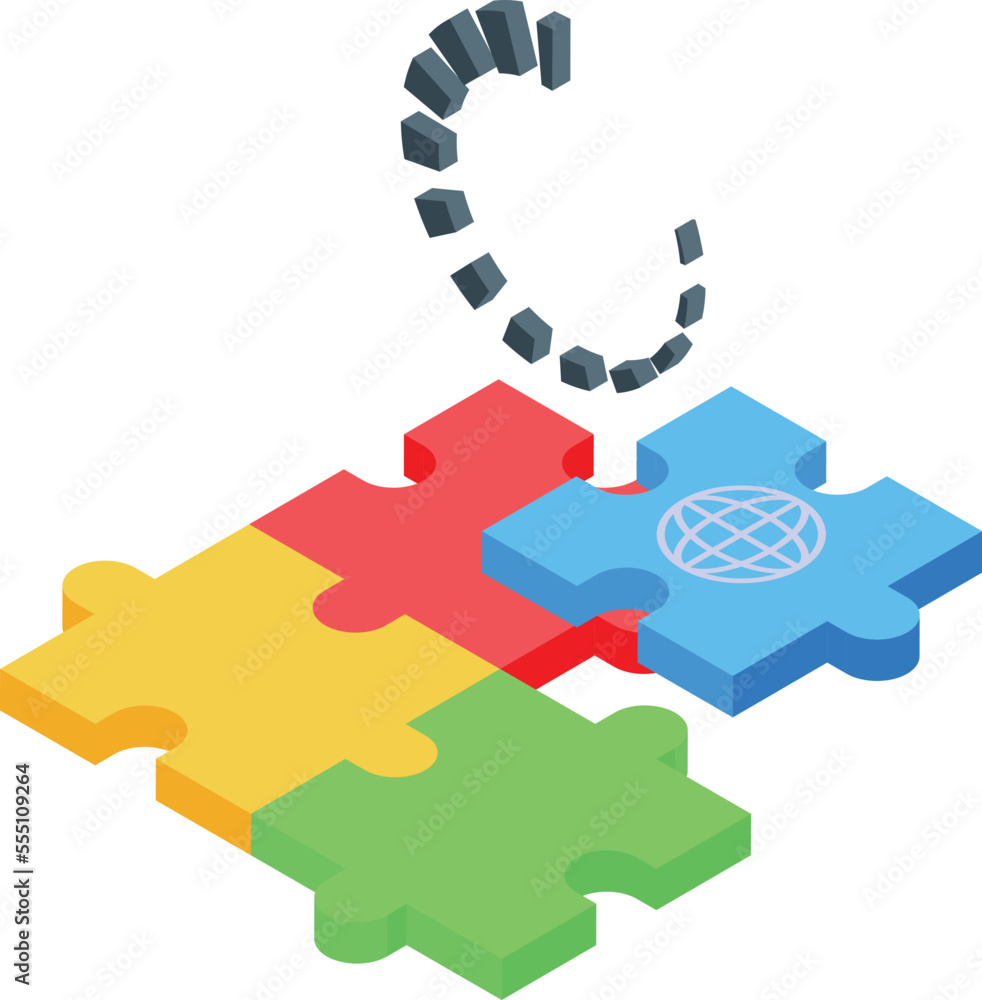 Poster web puzzle icon isometric vector. lost connection. internet error