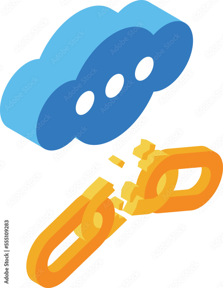 Poster cloud data error icon isometric vector. lost internet. service alert
