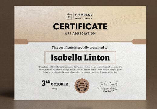 Landscape Certificate Layout