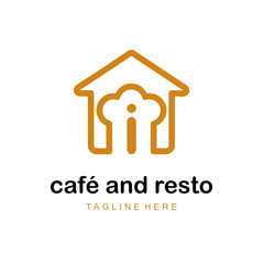 Initial Letter i with Home and Hat Cap Chef Combination Icon for Catering Service, Restaurant, Home Cooking, Baker Class Simple Logo Idea Template 
