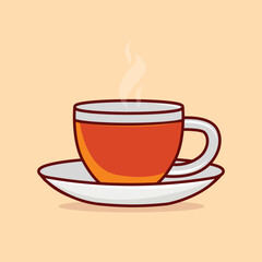 Cup of Fresh Tea Vector Illustration. Flat Style isolated teacup Design for tea stall, Posters, Banners, Cards, icon, web