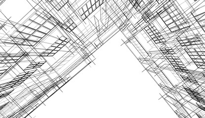 Modern architecture building vector 3d illustration