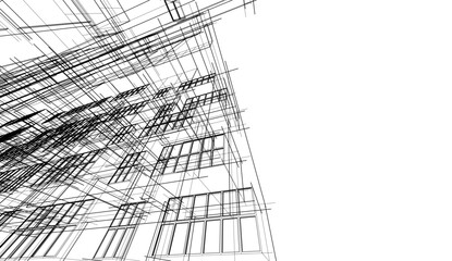 Modern architecture building vector 3d illustration