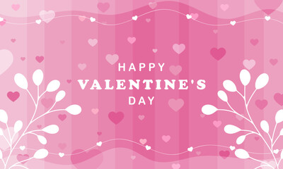 Cute Valentine's Day vector illustration in pink colors with hearts