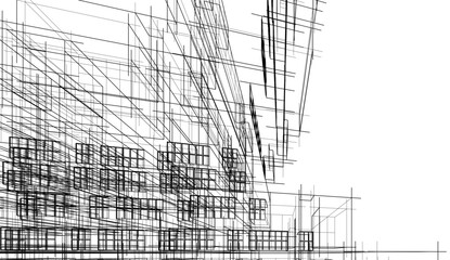 Modern architecture building vector 3d illustration