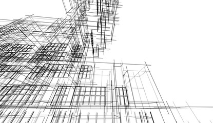 Modern architecture building vector 3d illustration