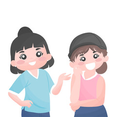 Caucasian woman whispering secret to a friend, girl gossiping about another