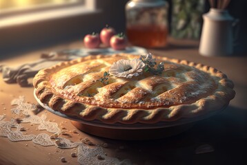 illustration of apple pie, look delicious, close up shot