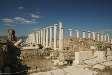 Columns in Laodicea on the Lycus Ancient City in Denizli, Turkiye