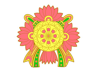 Sudarshana chakra - the symbol and attribute of God Vishnu is drawn in the South Indian style.