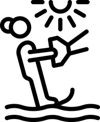 Girl water ski icon outline vector. Sea fun. Surfer boat