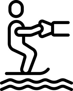 Fast water ski icon outline vector. Vacation fun. Diving surfer