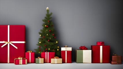 Fototapeta na wymiar christmas tree with presents, generative ai