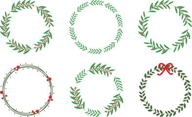 Christmas ornament wreath set. PNG image