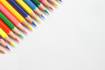 color pencils on white background