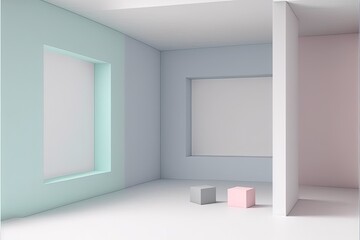 Obraz na płótnie Canvas AI generated, 3d render of a modern interior, pastel color, product display