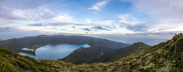 Plakat View over Lagoa do Fogo, Azores islands vacation, outdoor experience.