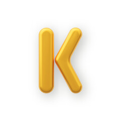Obraz premium 3D Gold uppercase letter K on a white background.