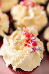 Red Velvet Cupcakes with White Chocolate Ganache Frosting