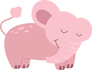 Cute baby elephant flat icon Funny wild animal