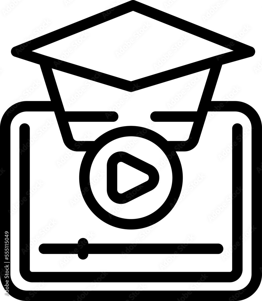 Poster online video icon outline vector. study learn. seminar course