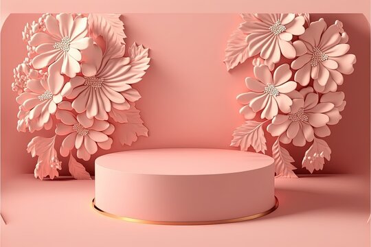 3d display product minimal scene with geometric podium platform,3d rendering with podium. stand for cosmetic products. Stage showcase on pedestal, ai art